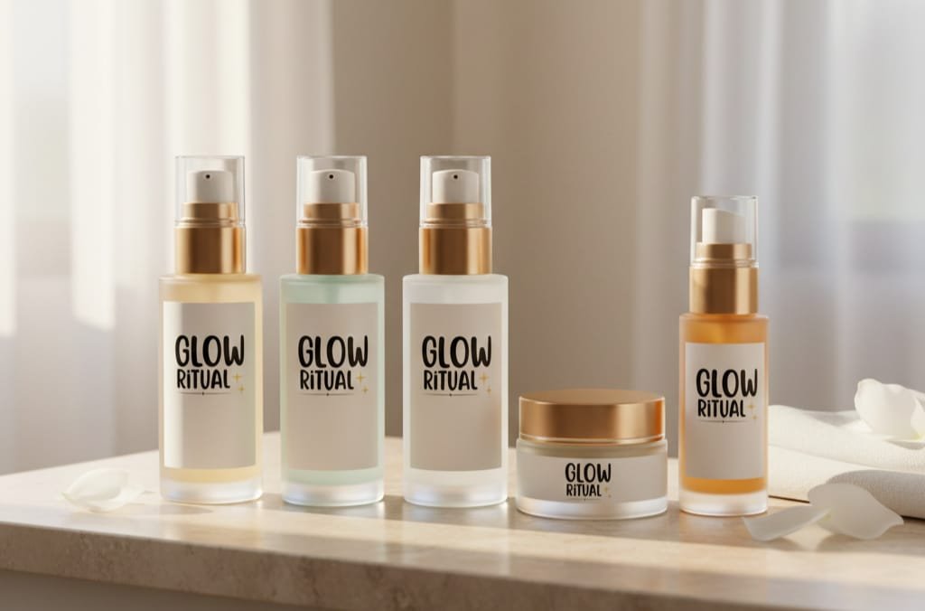 some skin care bottles