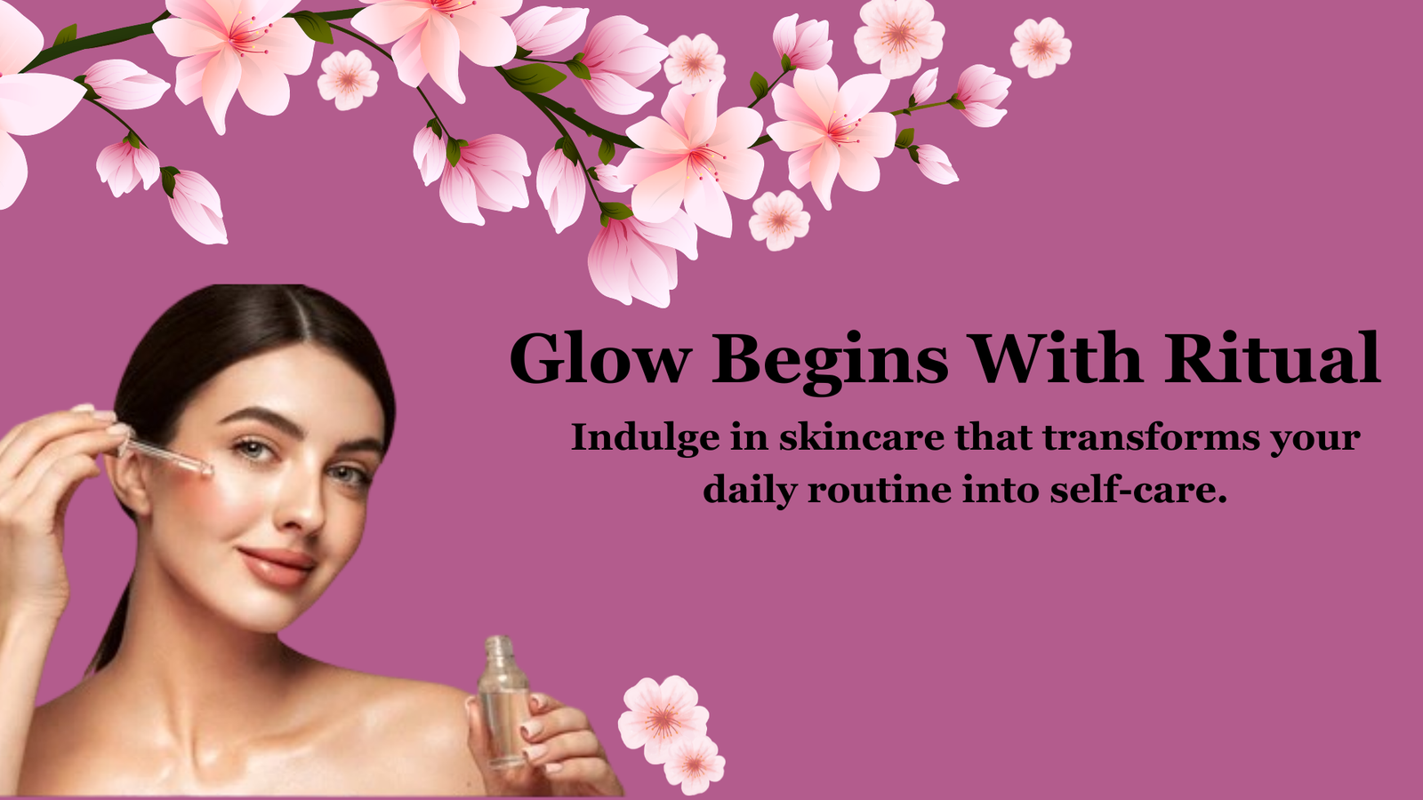glow ritual home image with one lady and cherry blossom flowers